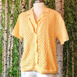 Grannycore Vintage BonWorth two in one top, sweater vest & button down, yellow